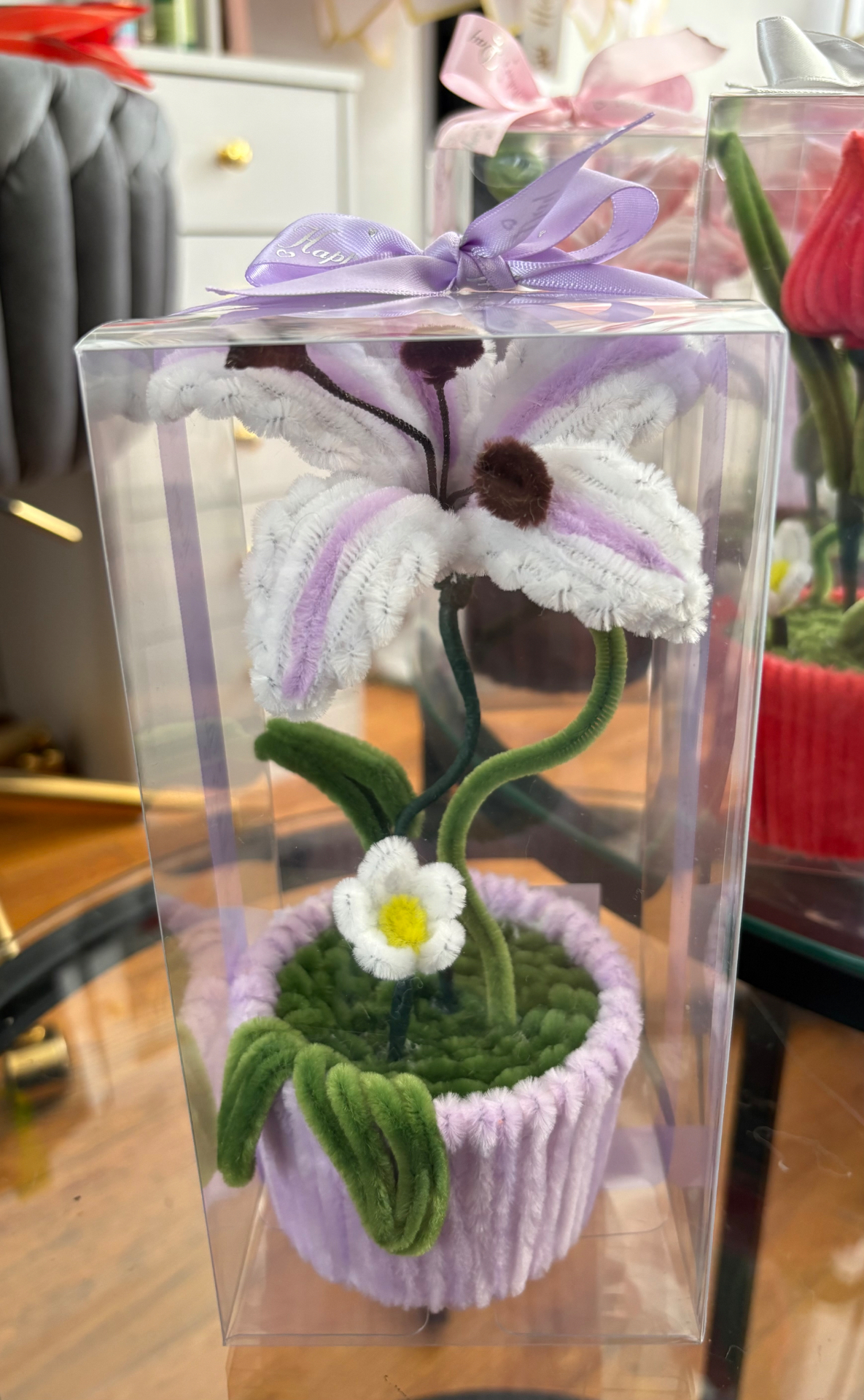 Handmade pipe cleaner flower arrangement